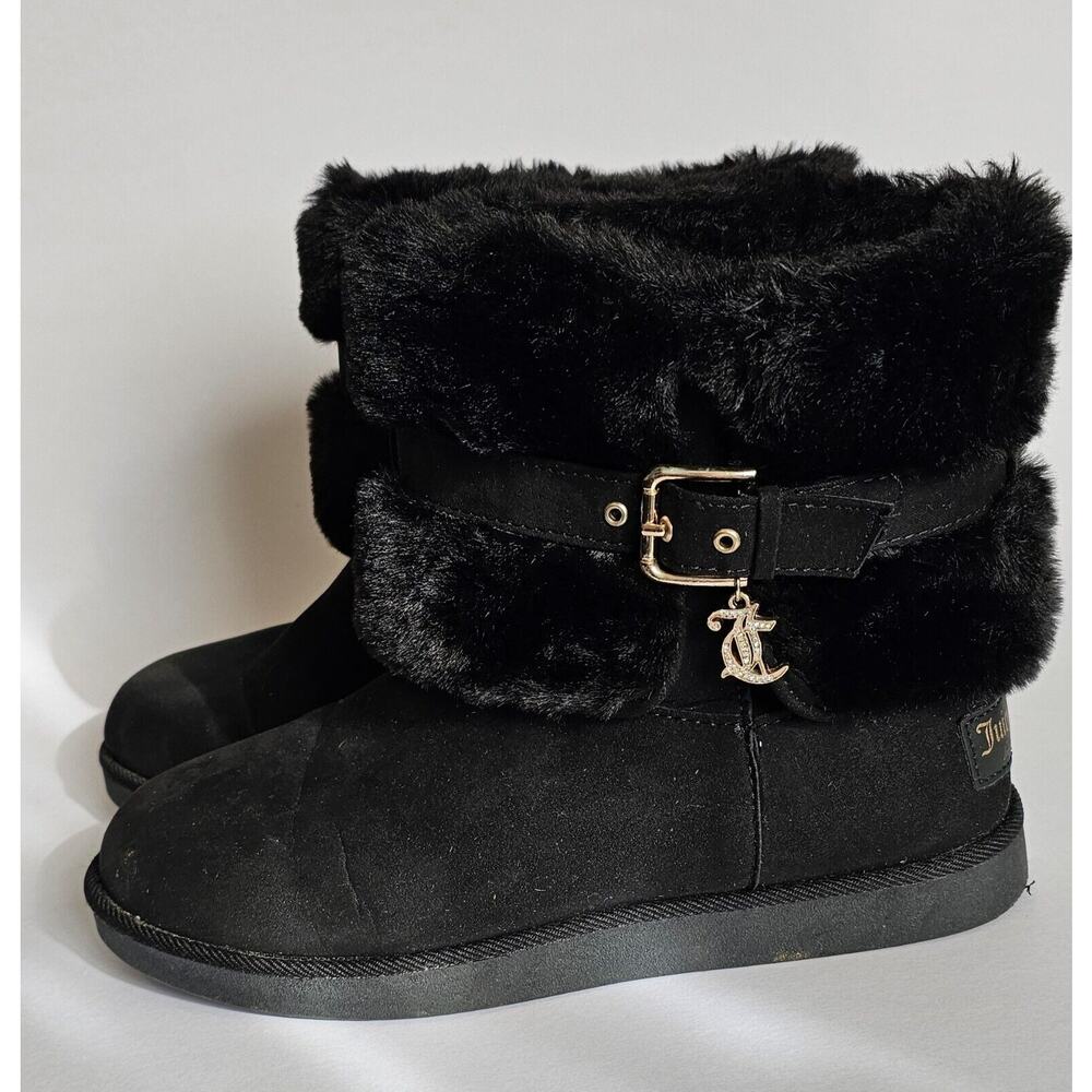 Juicy Couture Koala Boot Black Medium Womans Size 9 Winter Warm Boots w/Charm